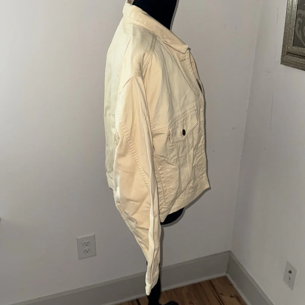 Eddie Bauer Cream‎ Button-Up Jean Jacket 100% cotton Sz LG